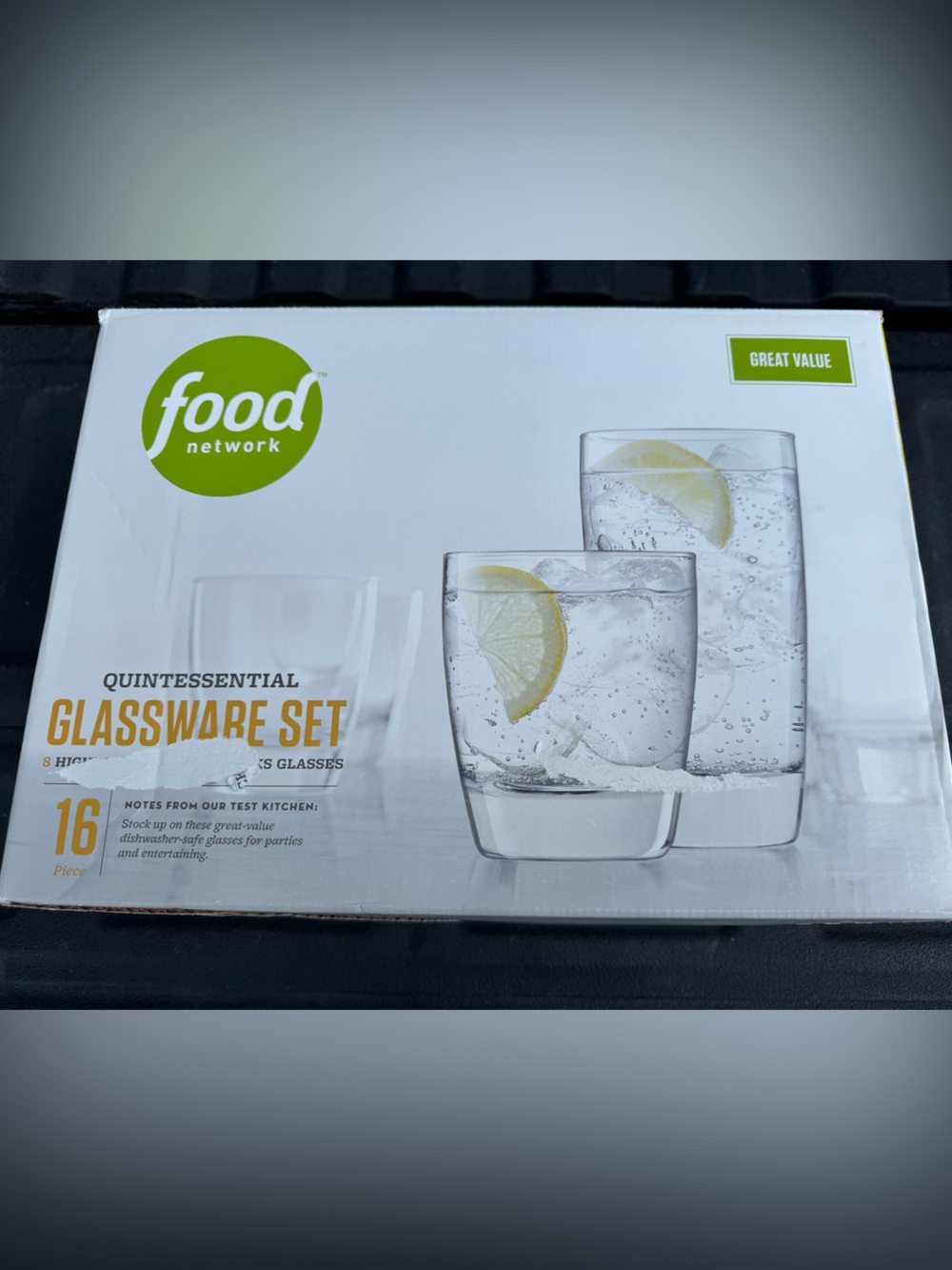 Food Network Clear Glass Tumbler Set 13oz, 18oz
